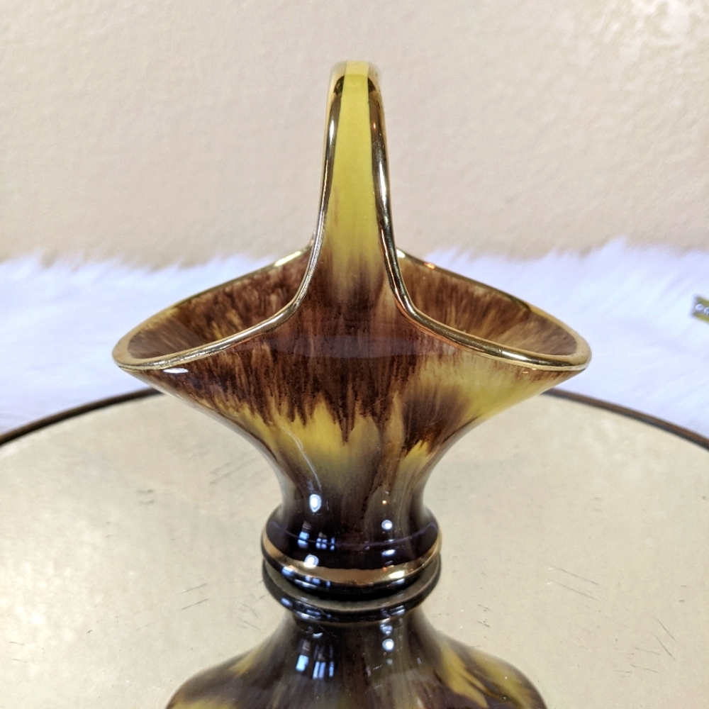 Keramik Vintage West Germany Drip Glaze Pottery Basket Numbered